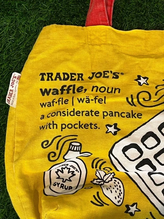 Trader Joe's Breakfast Waffle Toast Milk Jam Shopping Reusable Grocery Eco Bag - Picture 3 of 15